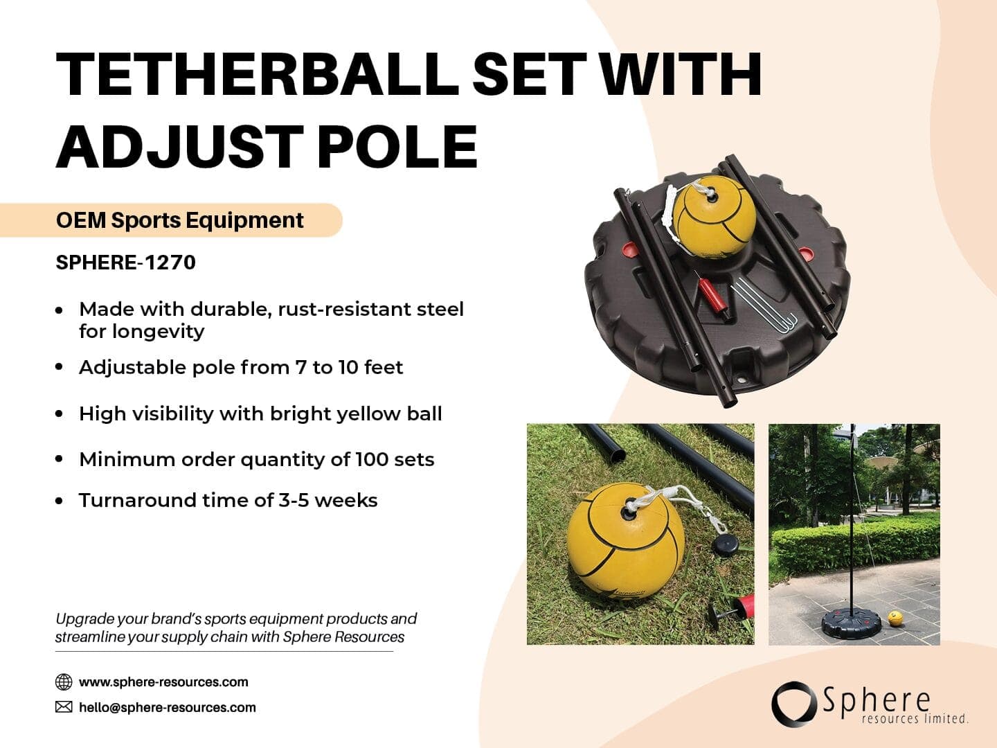 Portable Tetherball Set with Adjustable Pole promotional graphic