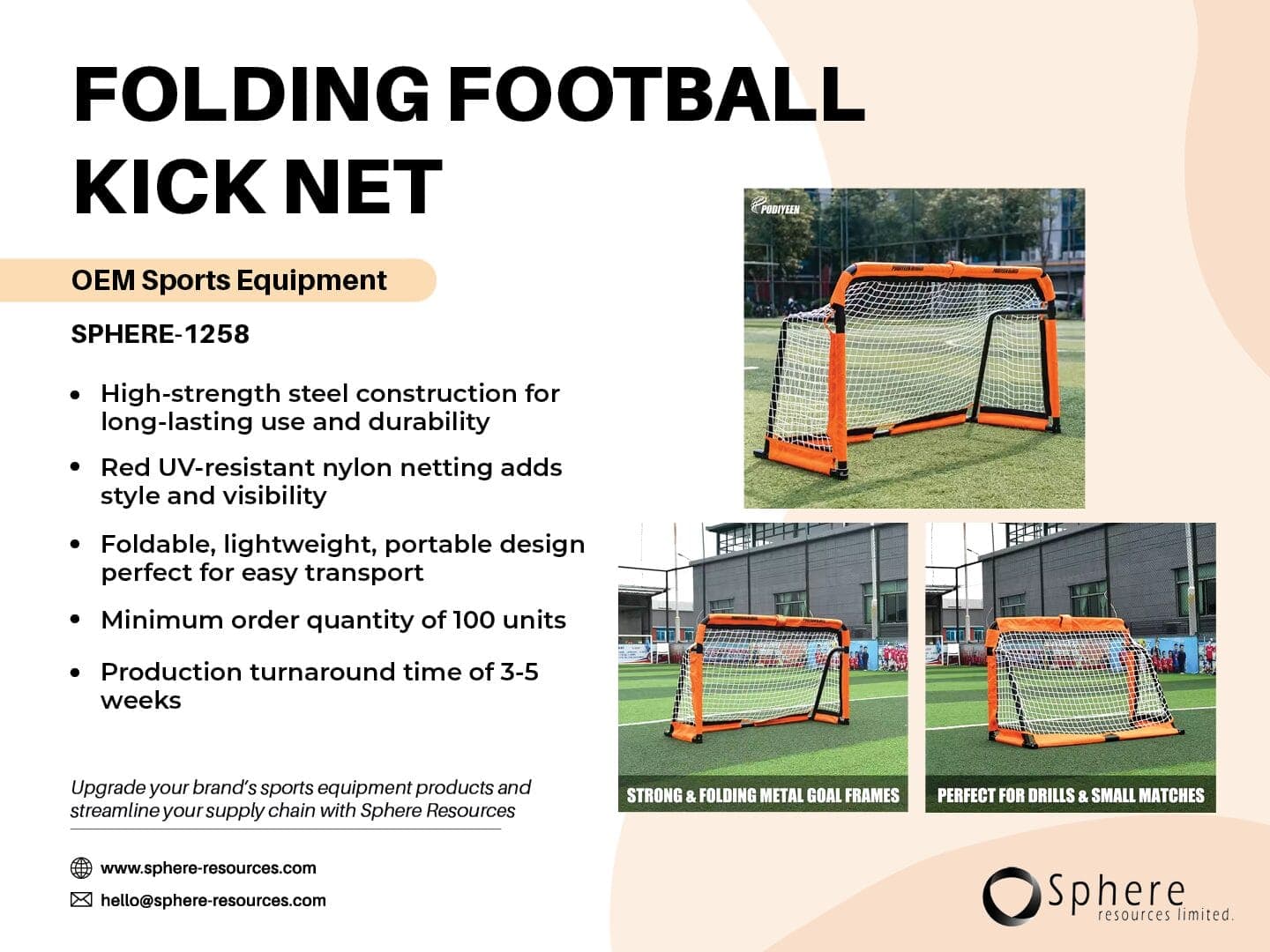 Portable Folding Football Kicking Net promotional graphic