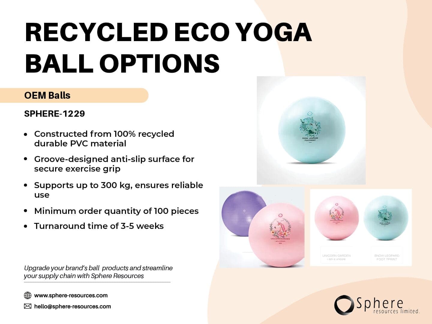 Custom Recycled PVC Yoga Ball promotional graphic
