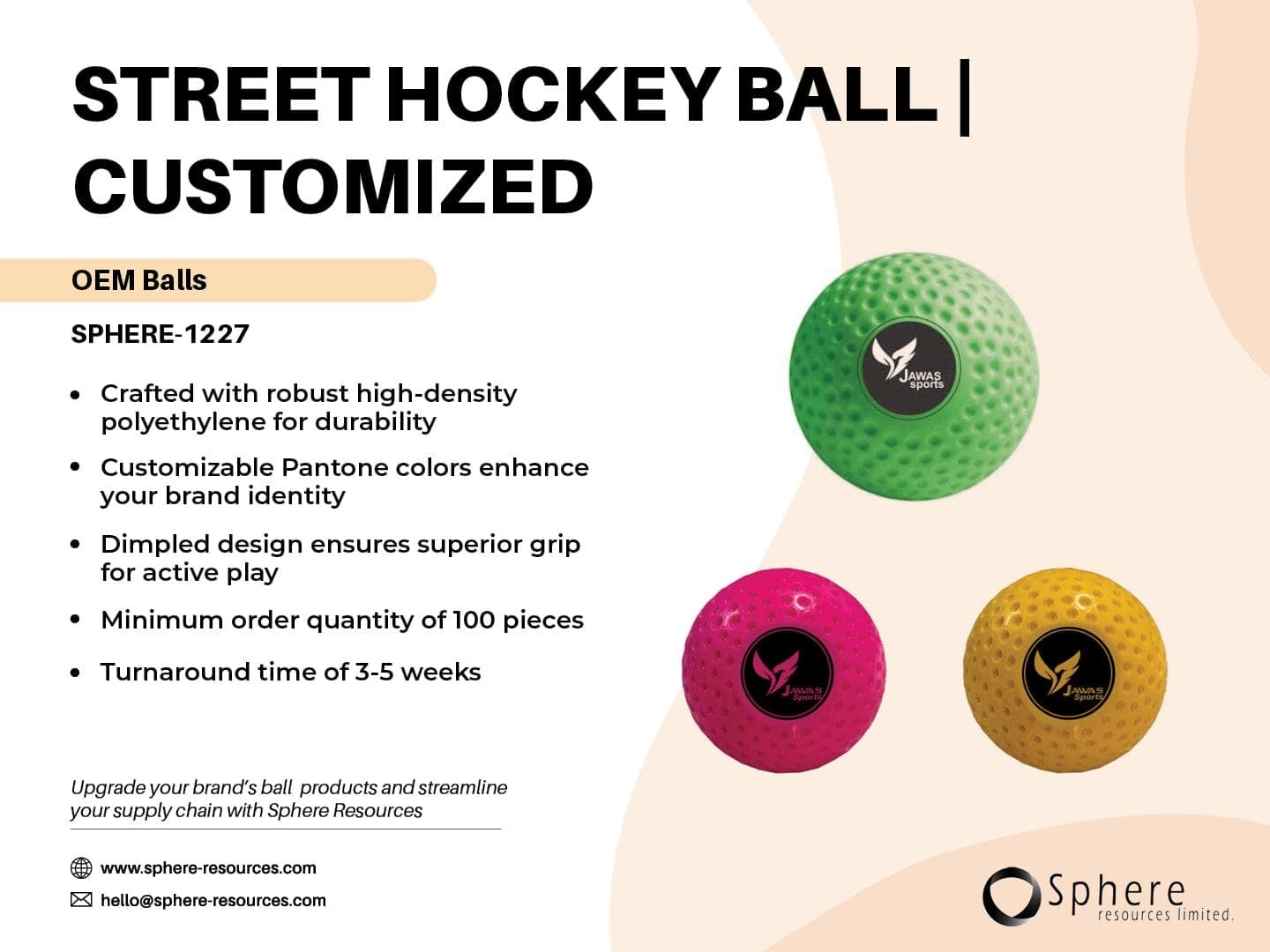 Custom Low-Bounce Street Hockey Ball promotional graphic