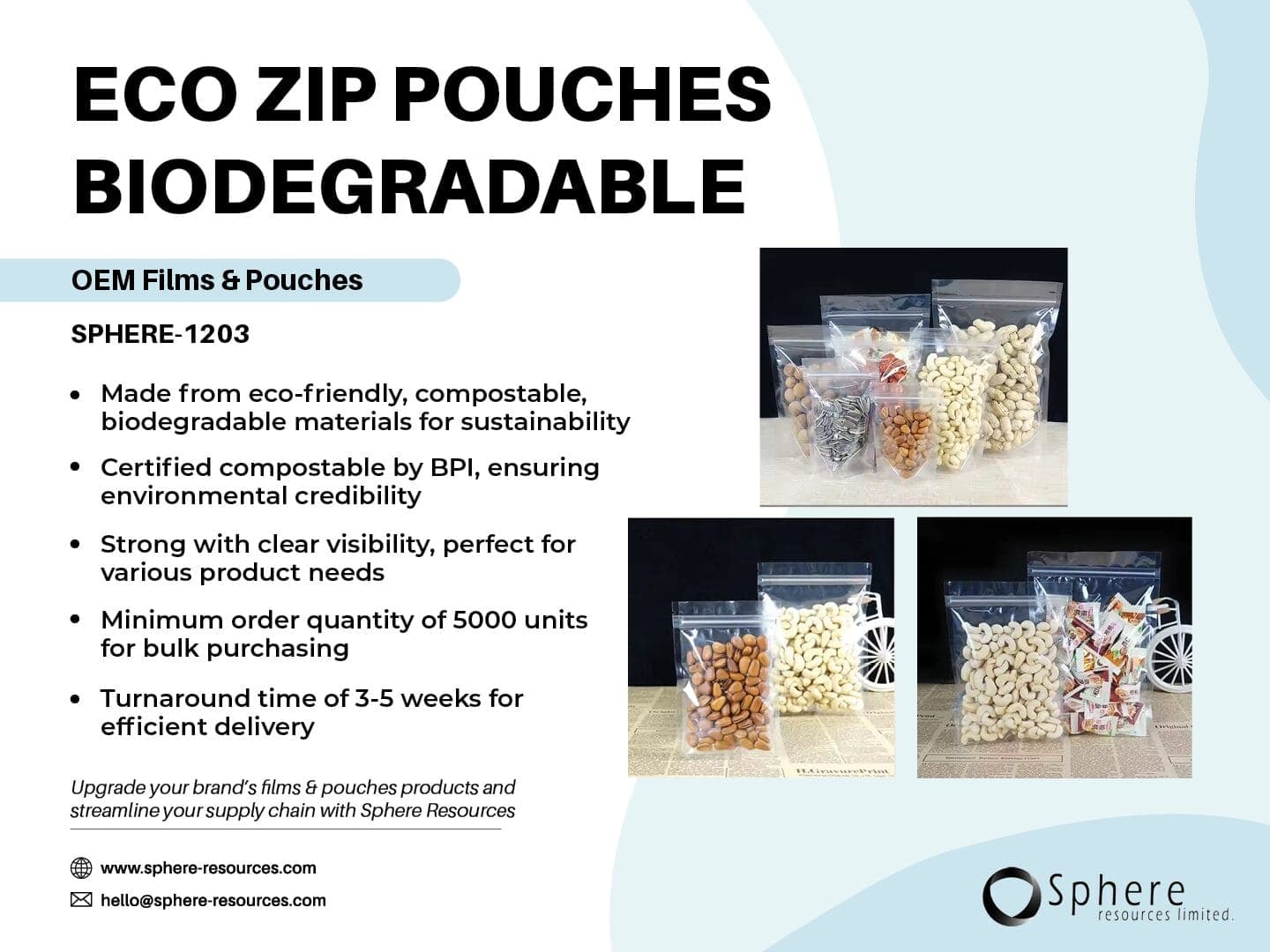 Compostable Resealable Zip-Lock Pouch promotional graphic