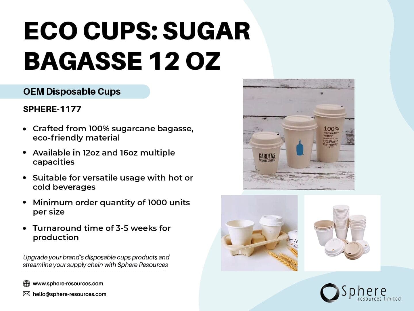 Compostable Sugarcane Bagasse Cup promotional graphic