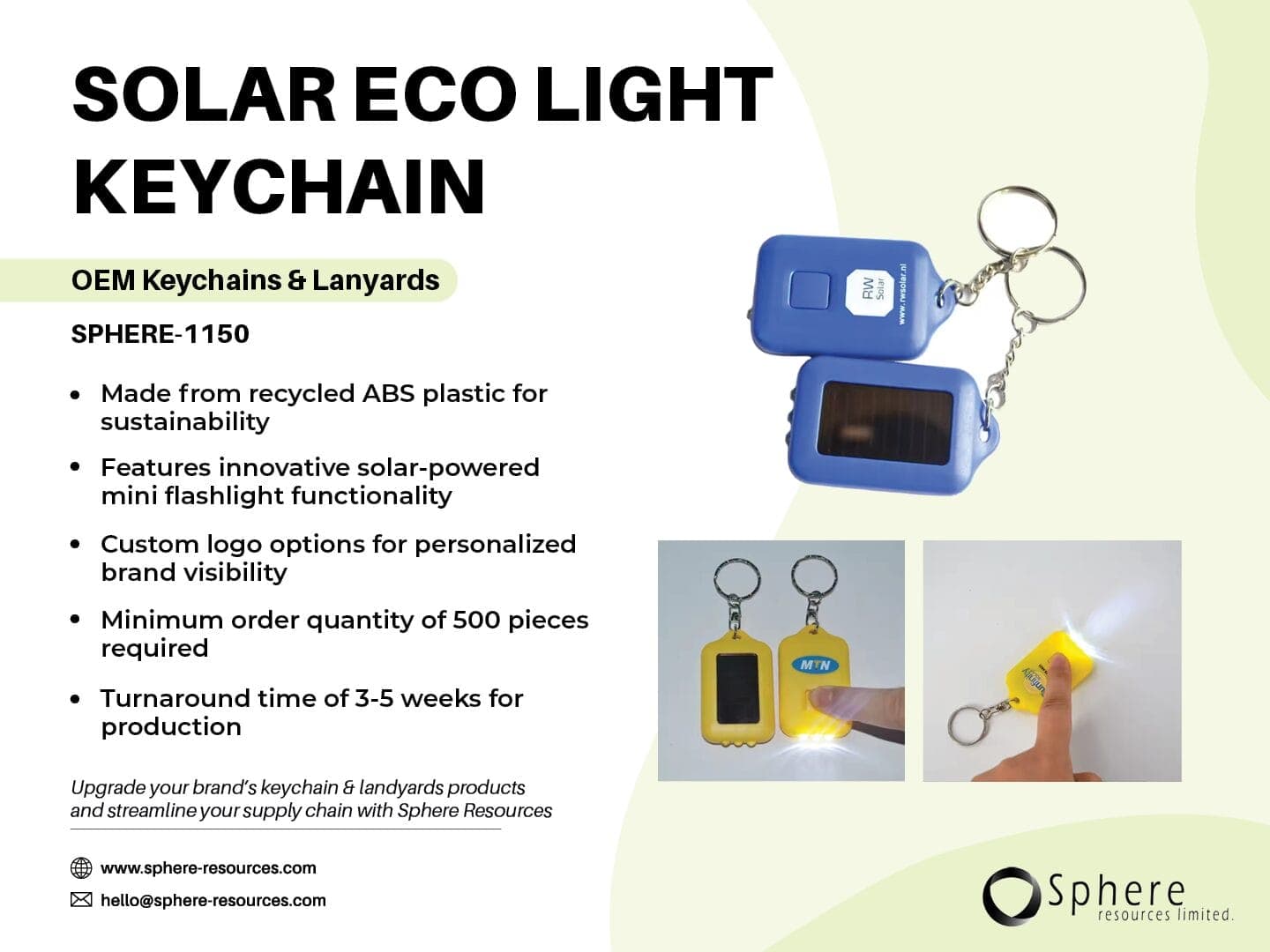 Custom Solar Flashlight Keychain promotional graphic