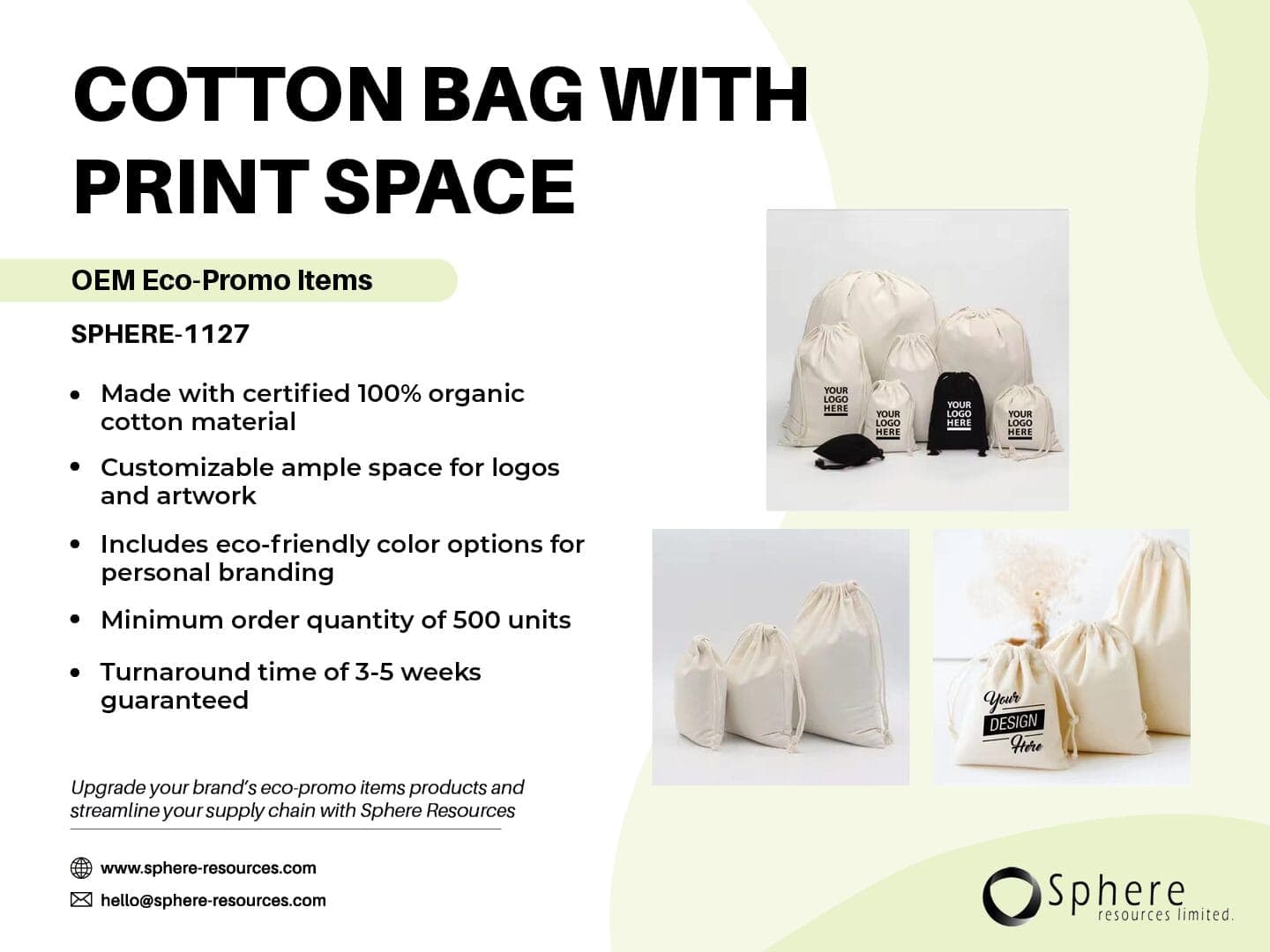 Custom Organic Cotton Drawstring Bag promotional graphic