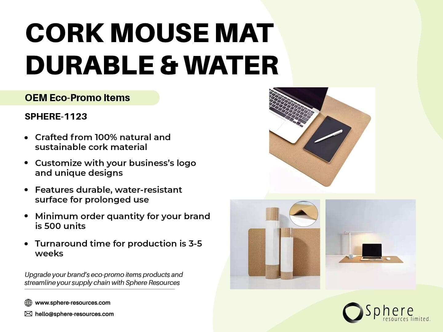 Custom Natural Cork Mouse Pad with Water-Resistant Surface promotional graphic
