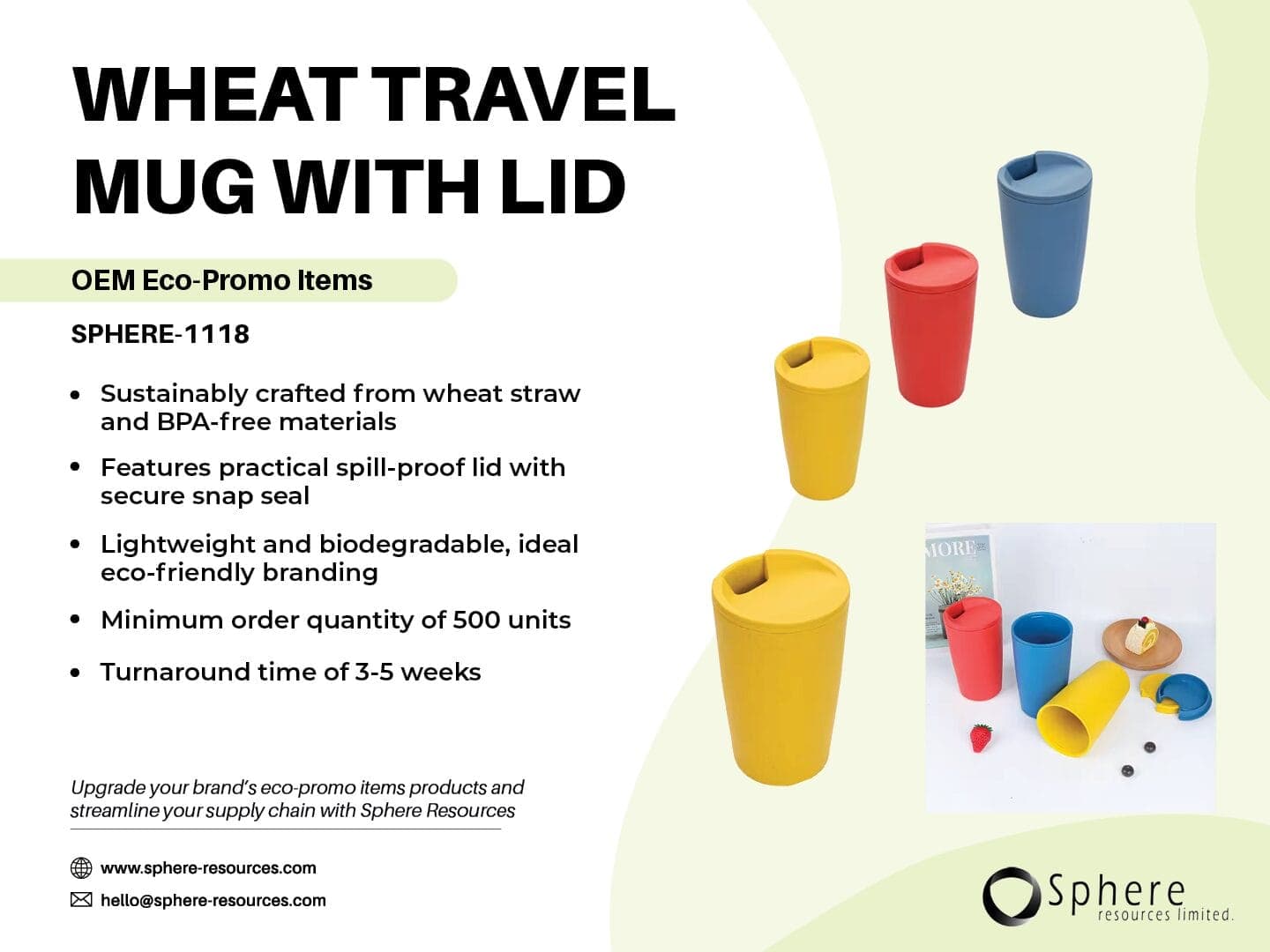 Custom 500ml Wheat Straw Travel Mug promotional graphic