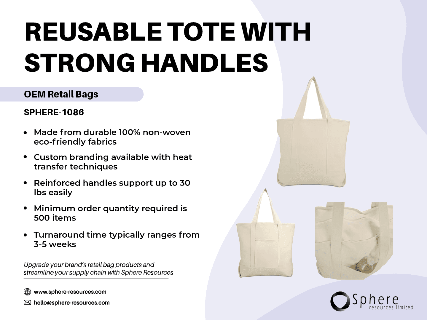 Custom Non-Woven Grocery Tote Bag with Reinforced Handles promotional graphic