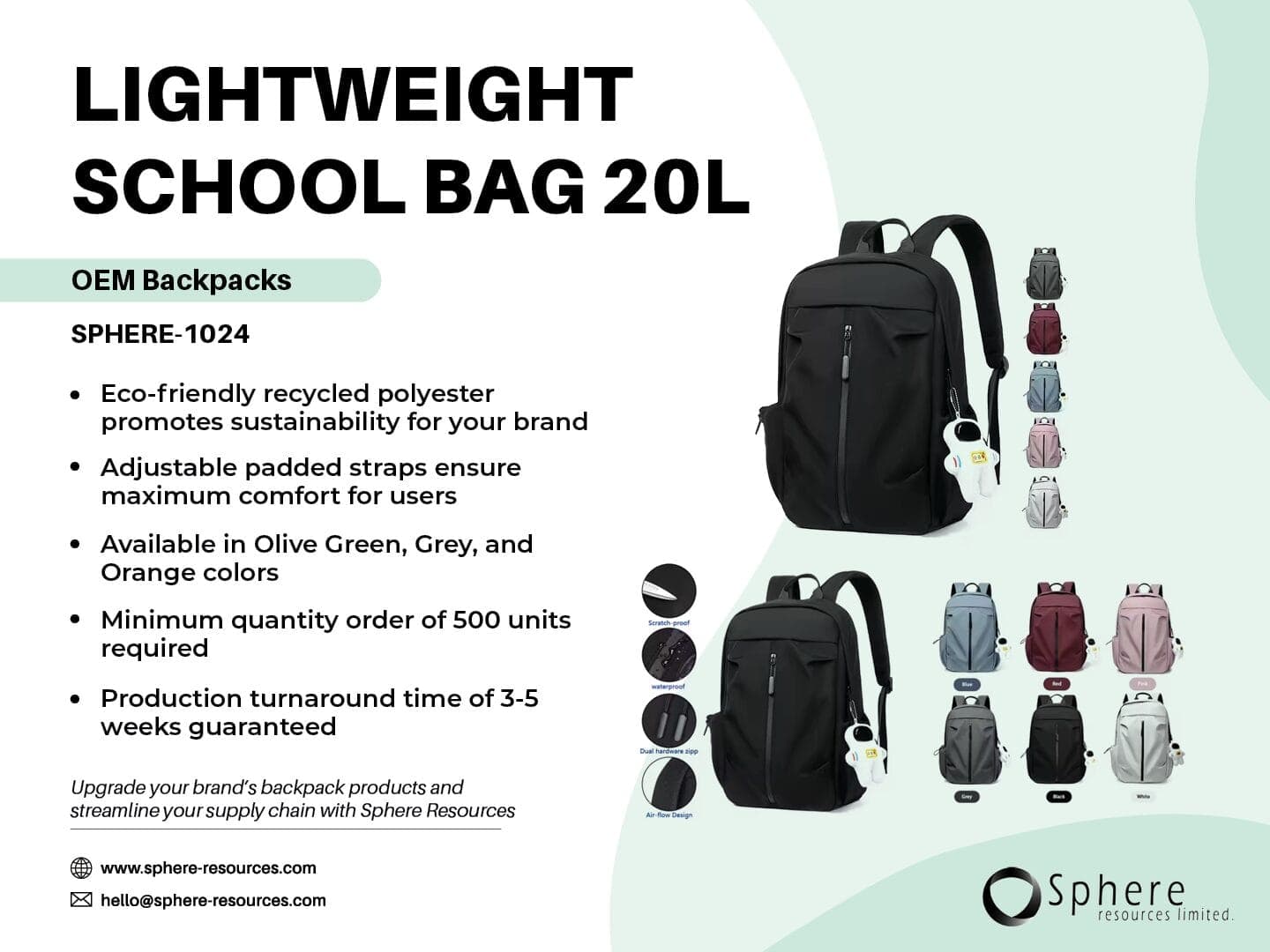 Custom 20L Lightweight Polyester Backpack promotional graphic