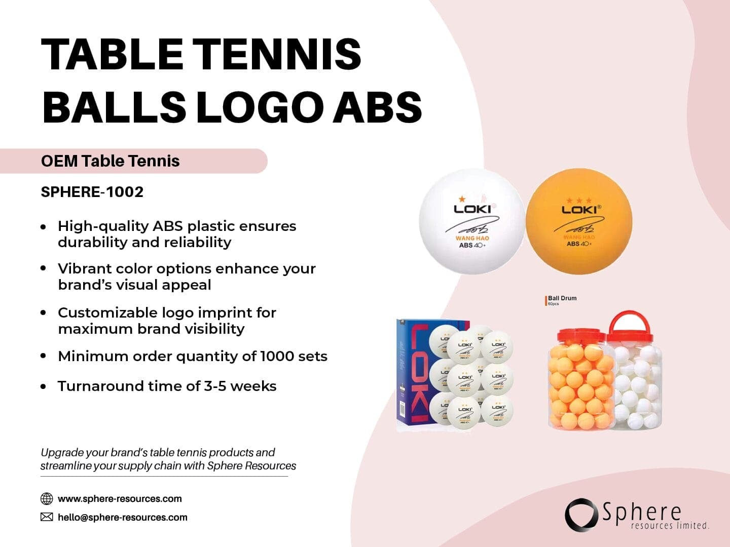 Custom ABS Table Tennis Balls promotional graphic