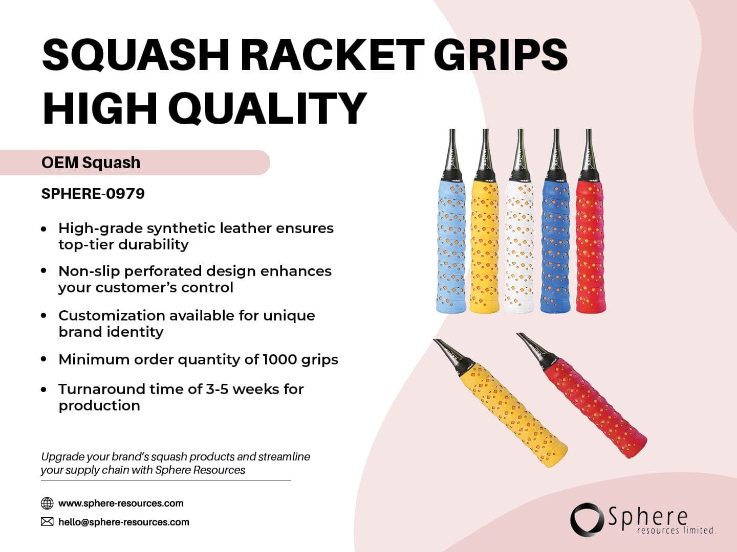 Squash Racket Grips promotional graphic