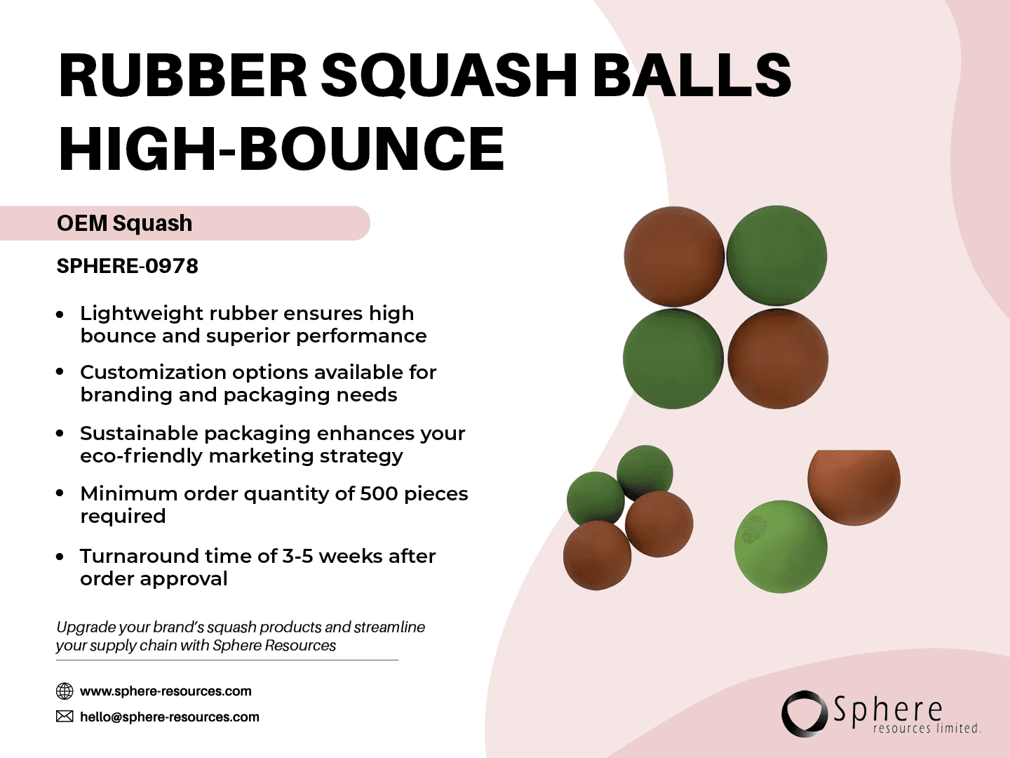 High-Bounce Rubber Squash Balls promotional graphic