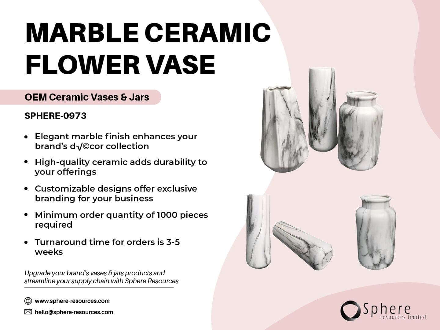 Marble Finish Ceramic Flower Vase promotional graphic