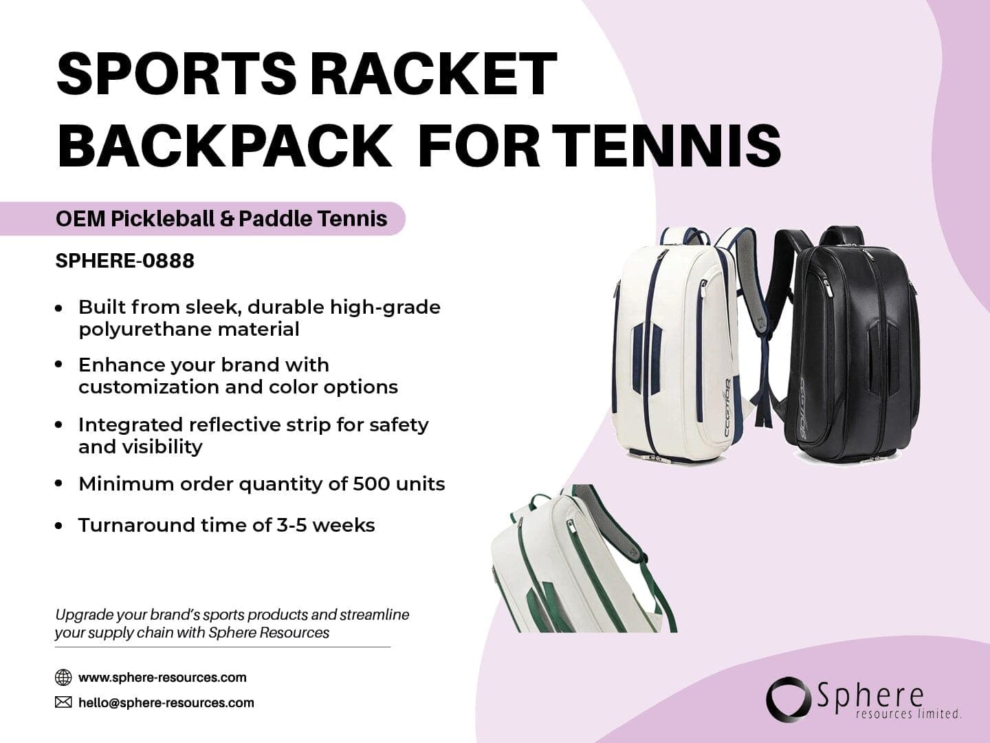 Custom Pickleball and Padel Backpack promotional graphic