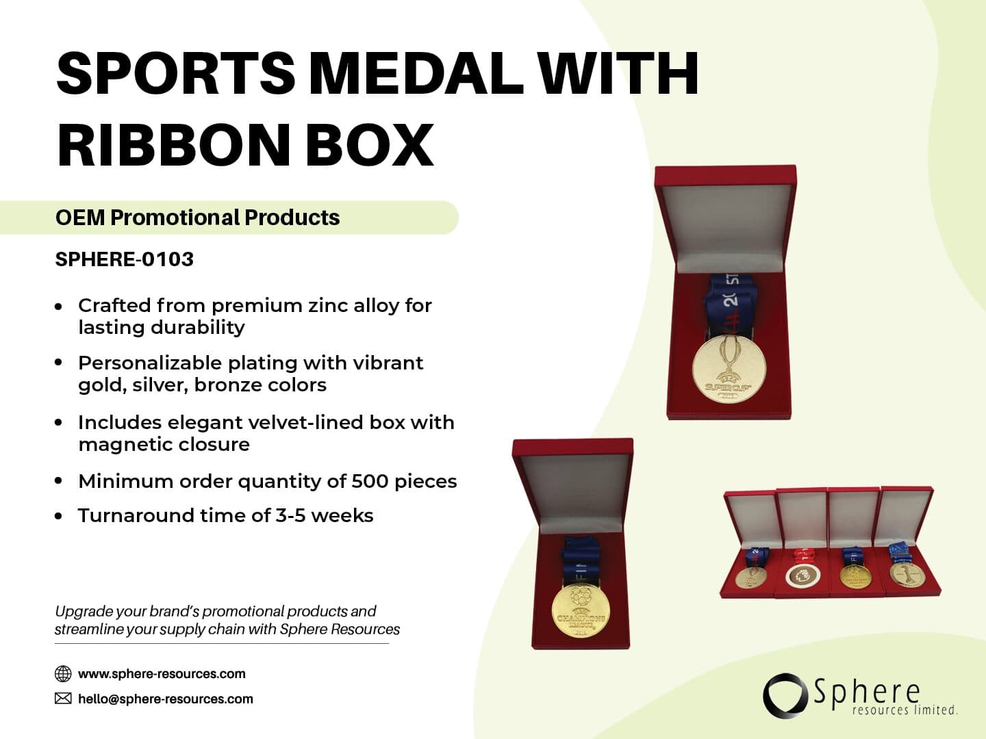 Custom Sports Medal with Ribbon and Display Box promotional graphic