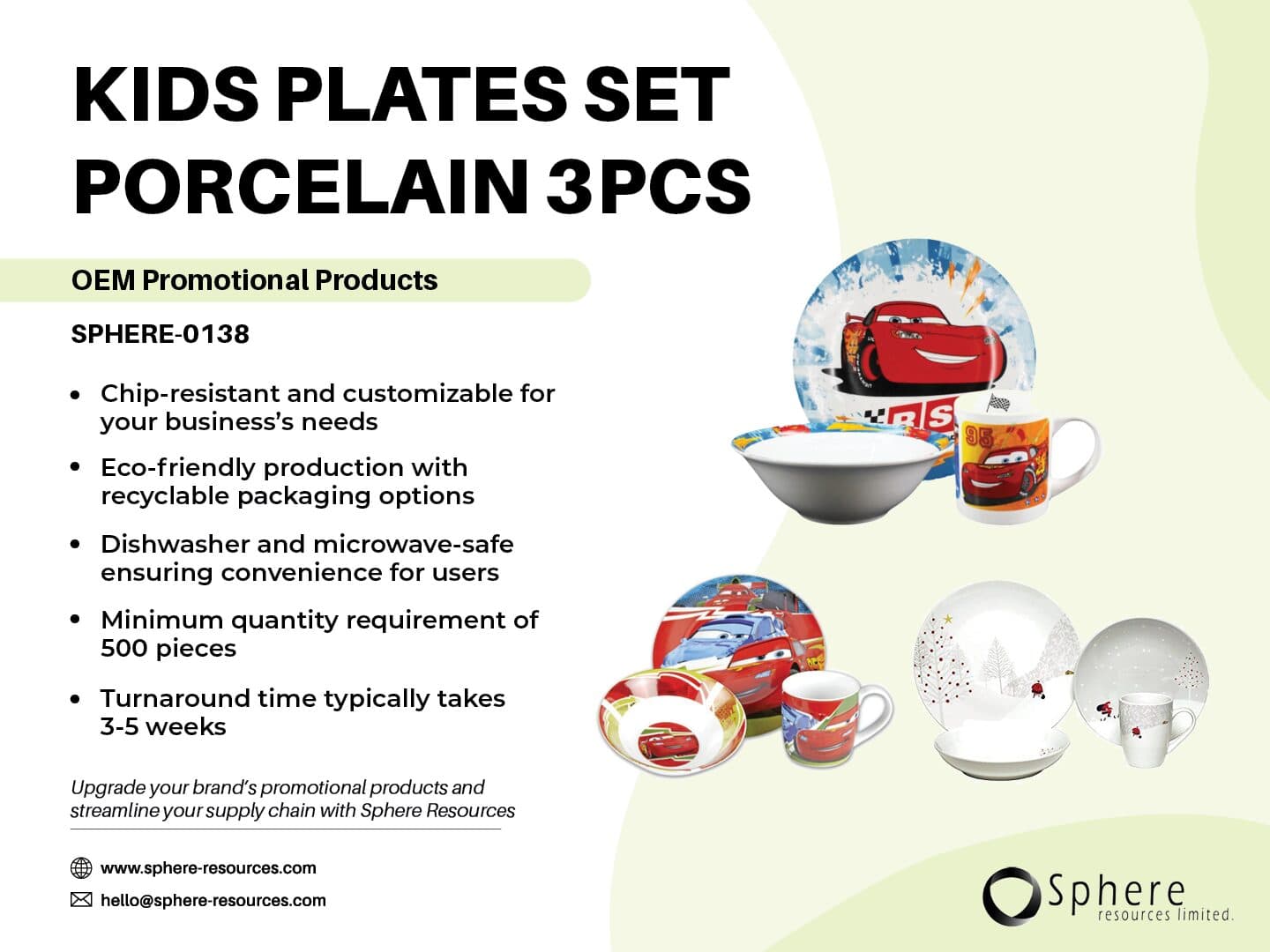 Custom 3-Piece Children’s Porcelain Dinner Set promotional graphic