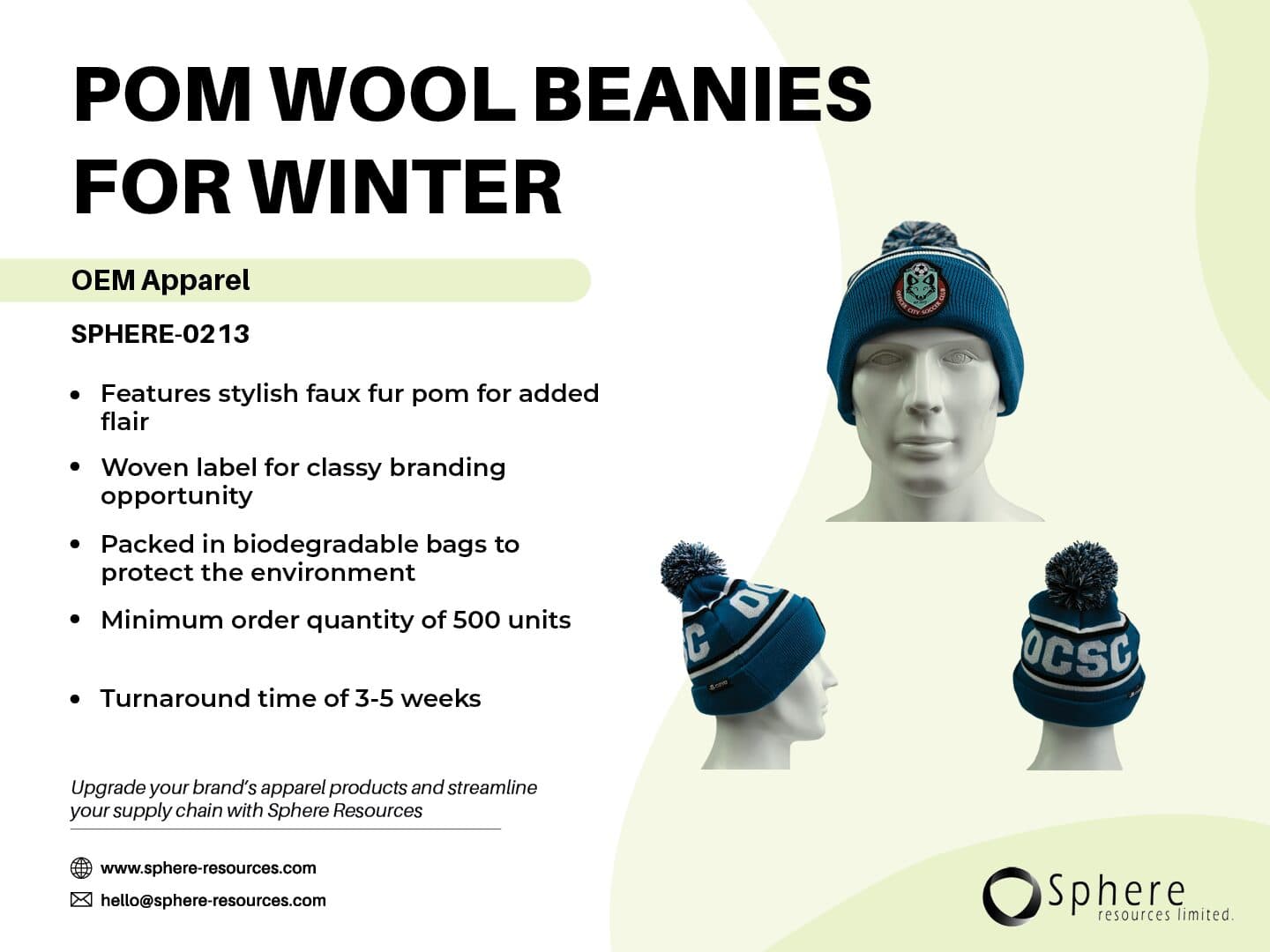 Wool Knit Pom Beanie promotional graphic