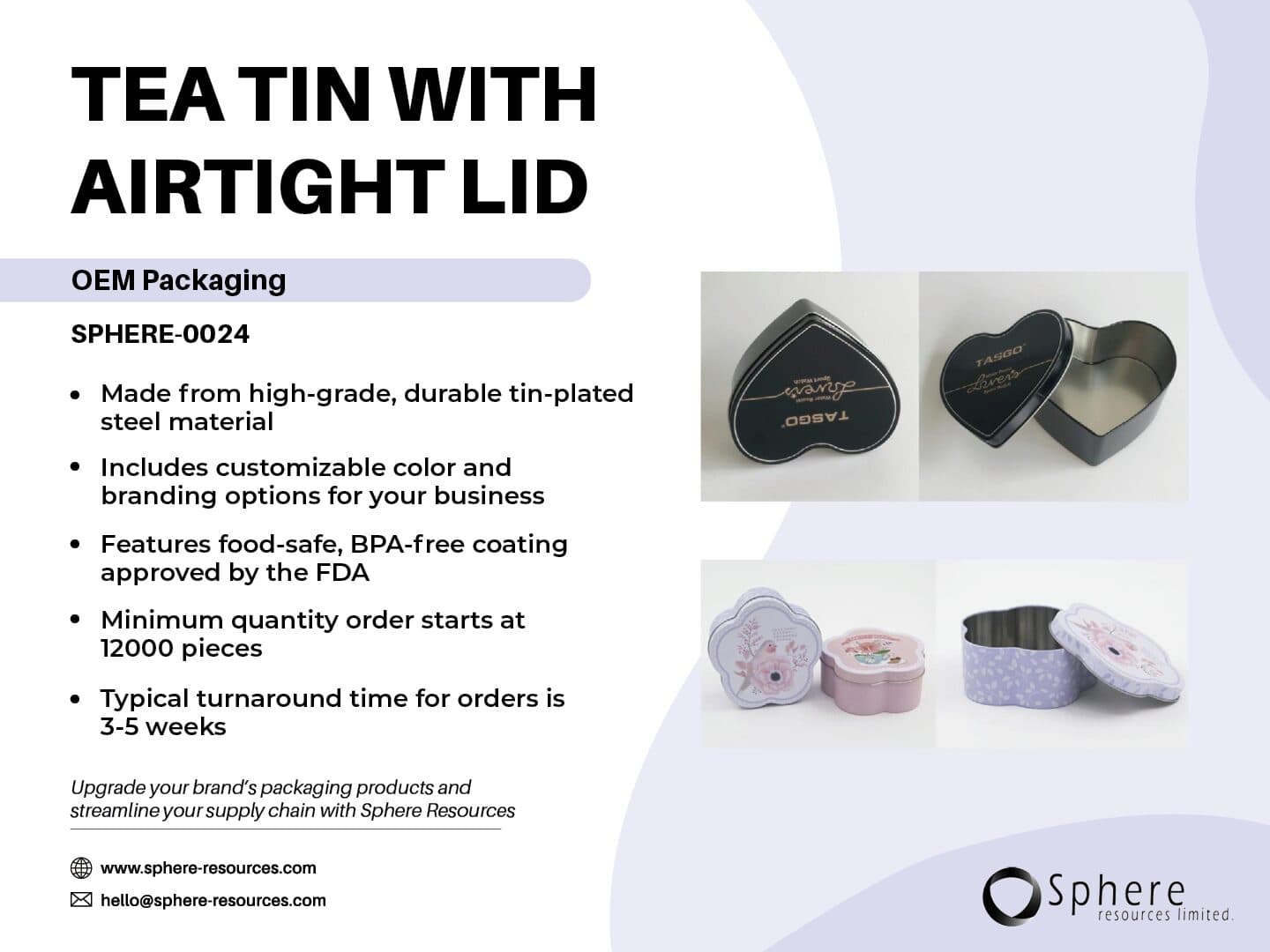 Airtight Tin Container for Tea Bags promotional graphic