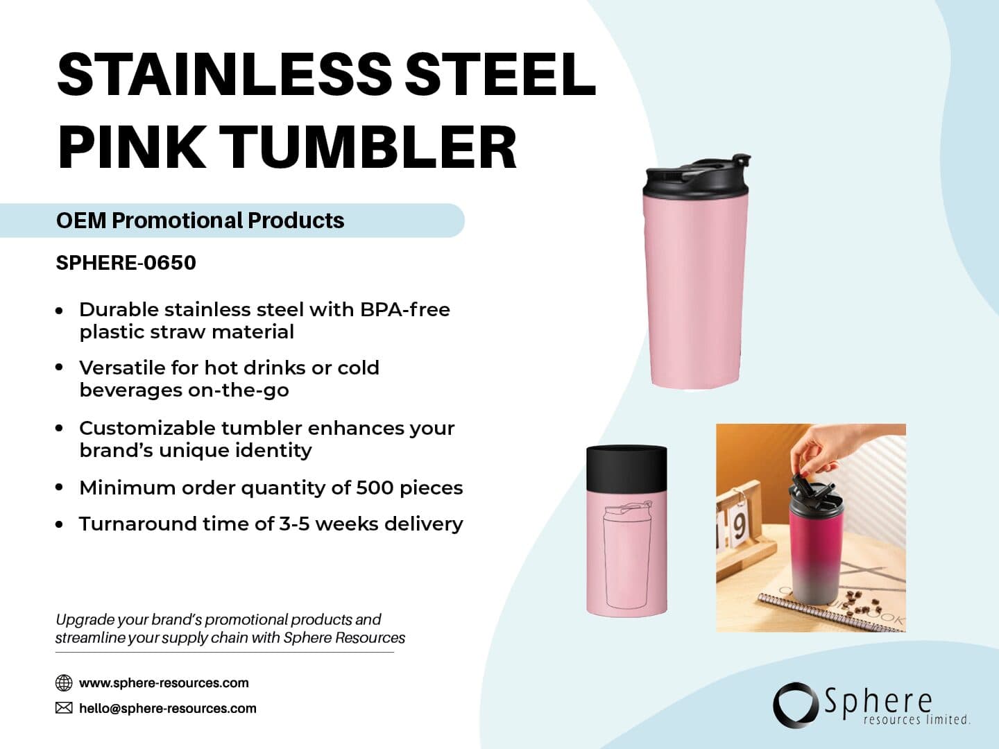 Custom 470ml Stainless Steel Tumbler with Straw Lid promotional graphic