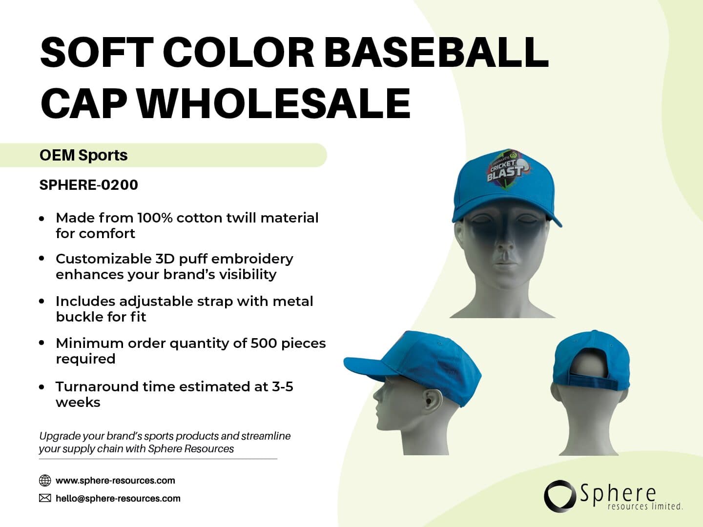Adjustable Short Brim Baseball Cap promotional graphic