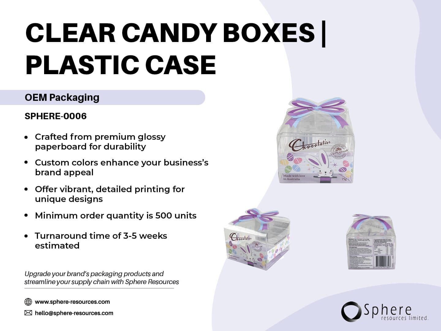 Custom Transparent Plastic Candy and Chocolate Box promotional graphic