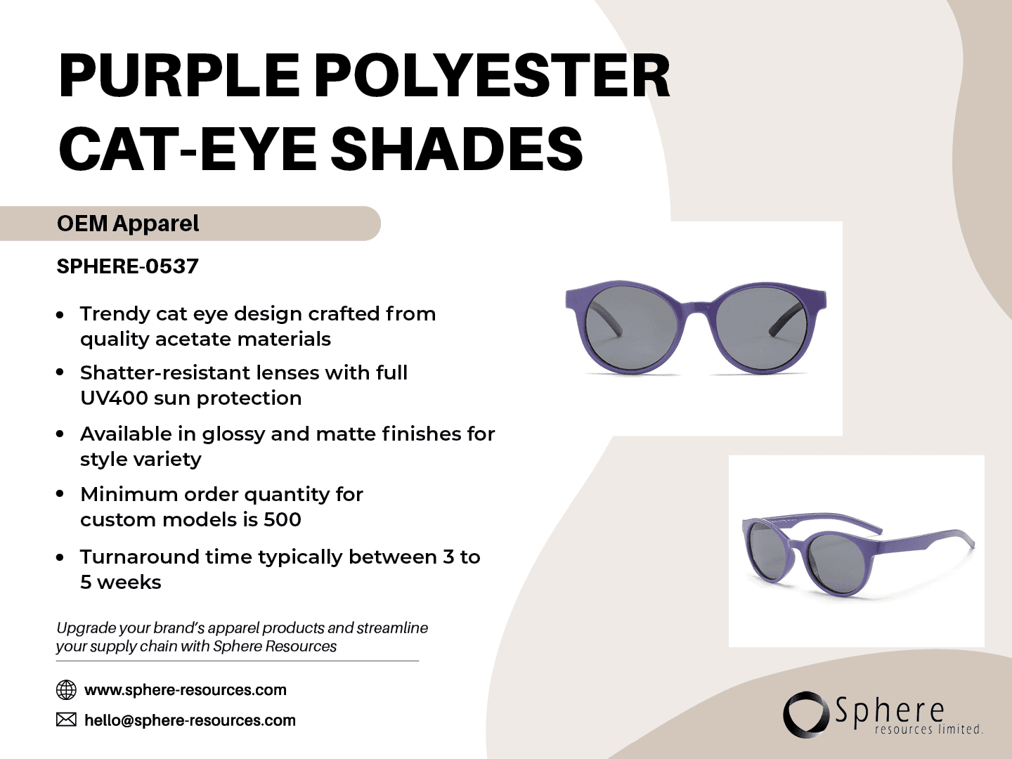 Custom Cat-Eye Round Sunglasses promotional graphic