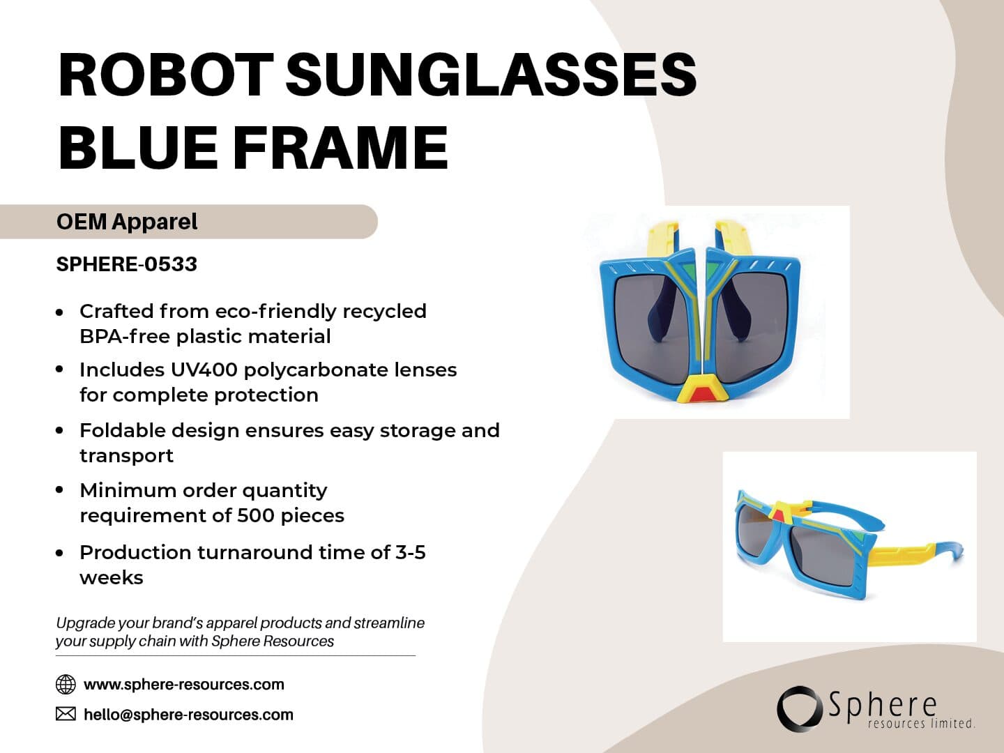Custom Foldable Robot Sunglasses promotional graphic