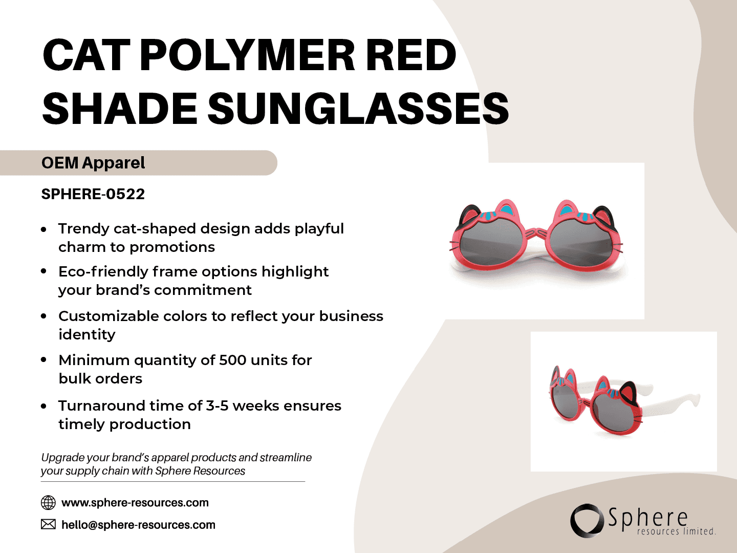 Custom Cat-Shaped Sunglasses promotional graphic