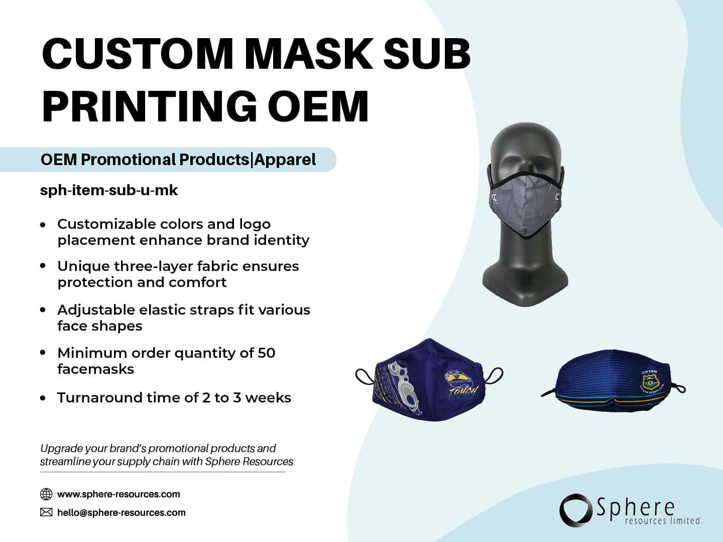 Custom Sublimation Face Mask promotional graphic