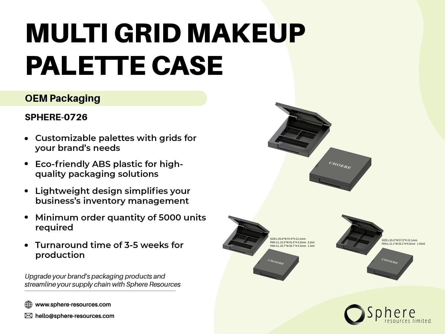 Custom Square Eyeshadow Palette Case with Multiple Grid Options promotional graphic