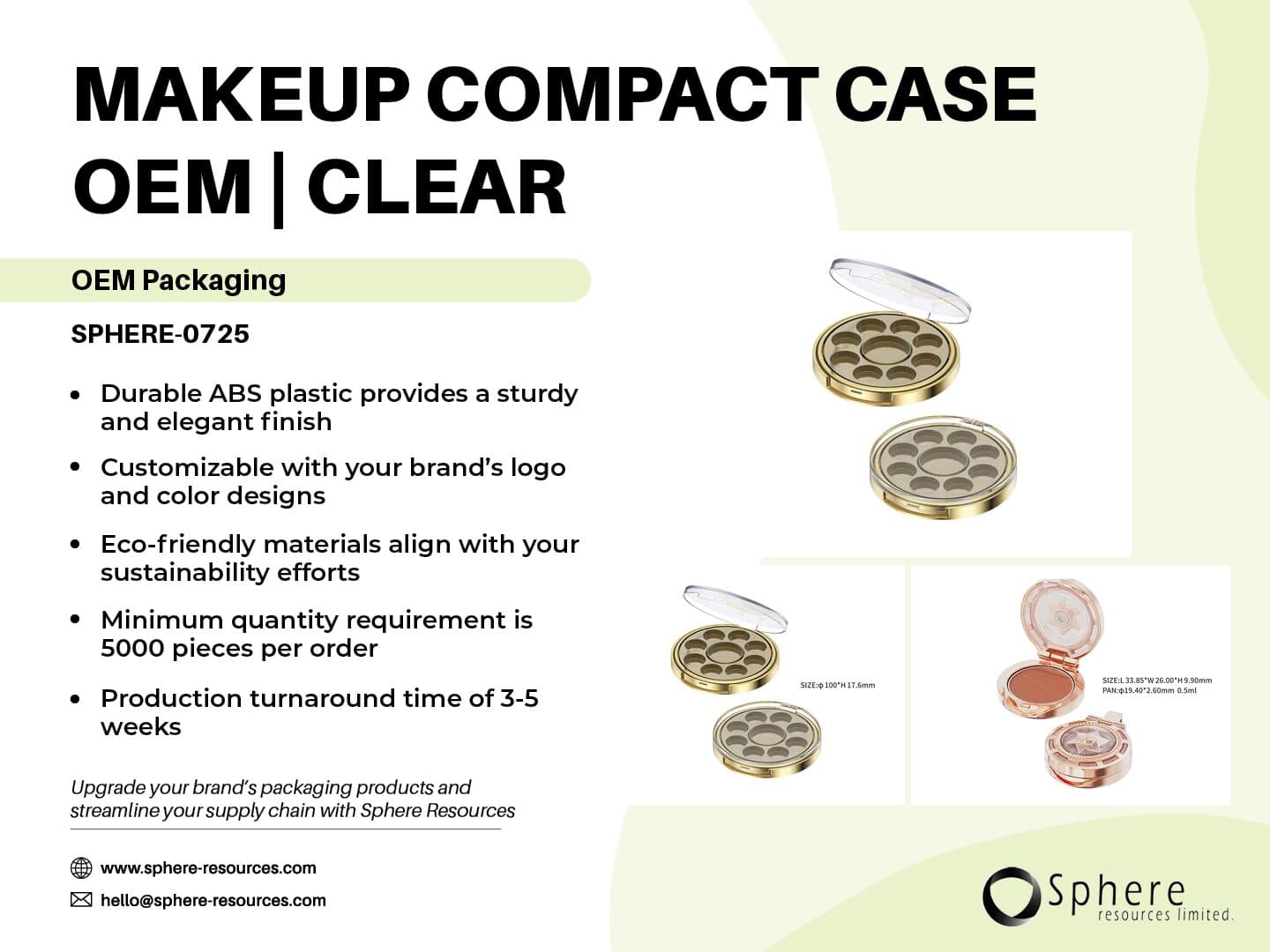 Custom Compact Powder Case with Color/Transparent Cap promotional graphic
