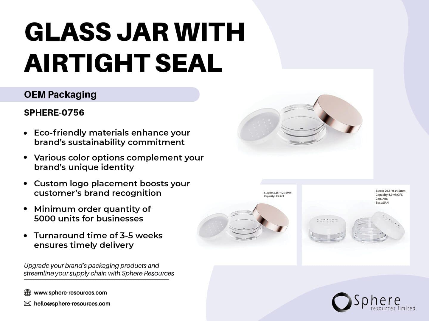 Custom Airtight Transparent Cosmetic Jar, 4ml-45ml promotional graphic