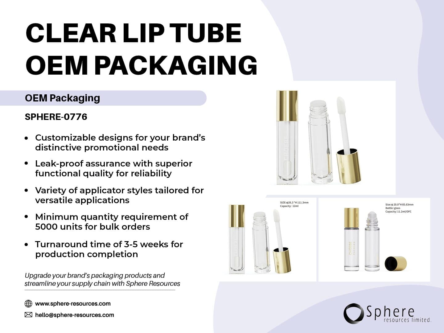 Custom Transparent Roll-On and Lip Gloss Tube, 2.7ml-11ml promotional graphic