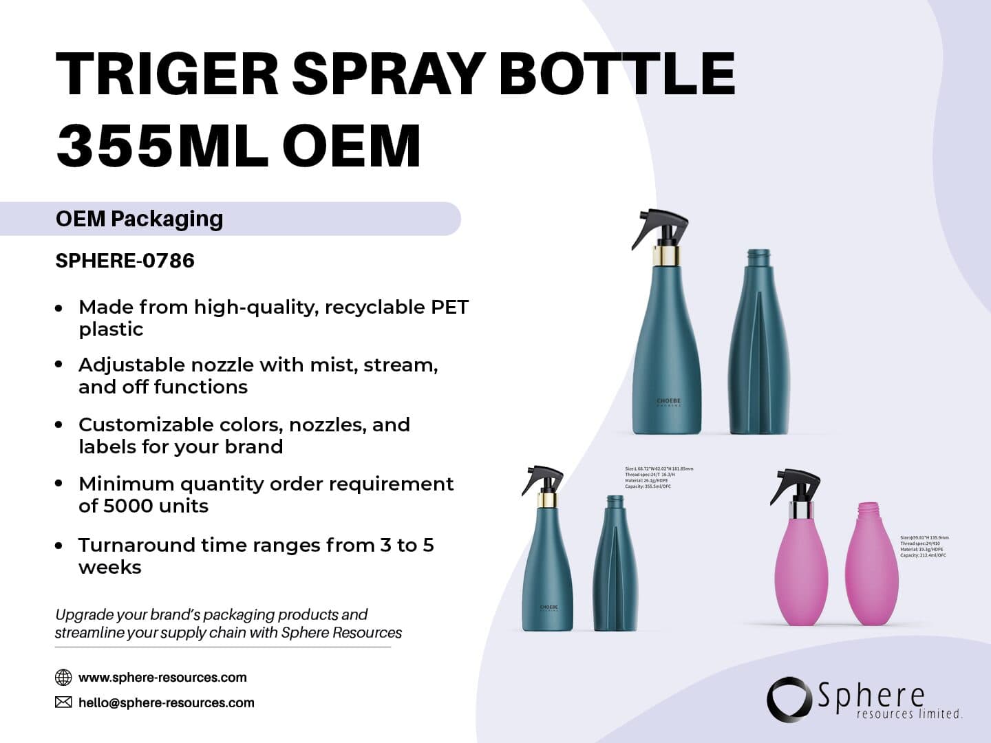 Custom Woozy Bottle with Trigger Sprayer, 212ml-356ml promotional graphic