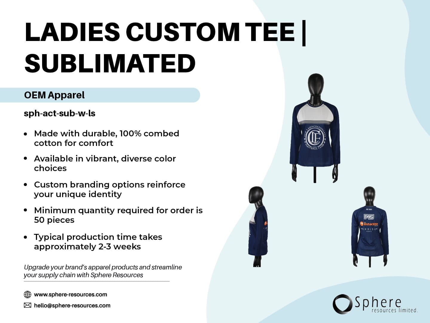 Custom Sublimated Women's Long Sleeve Shirt promotional graphic