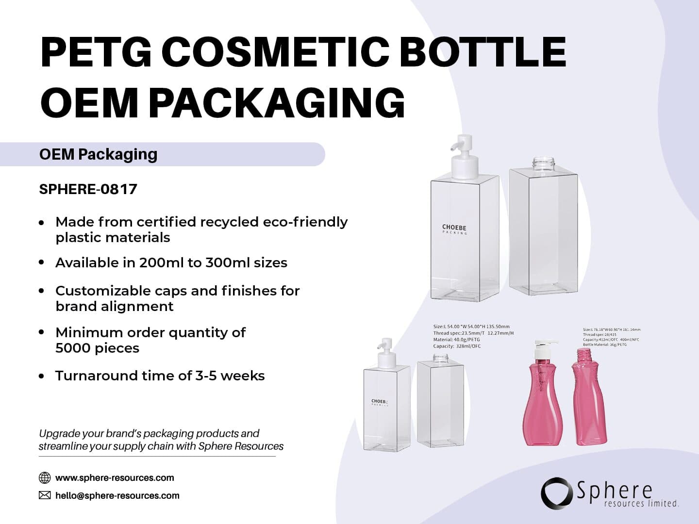 Custom PETG Lotion Pump Bottle, 200ml-600ml promotional graphic