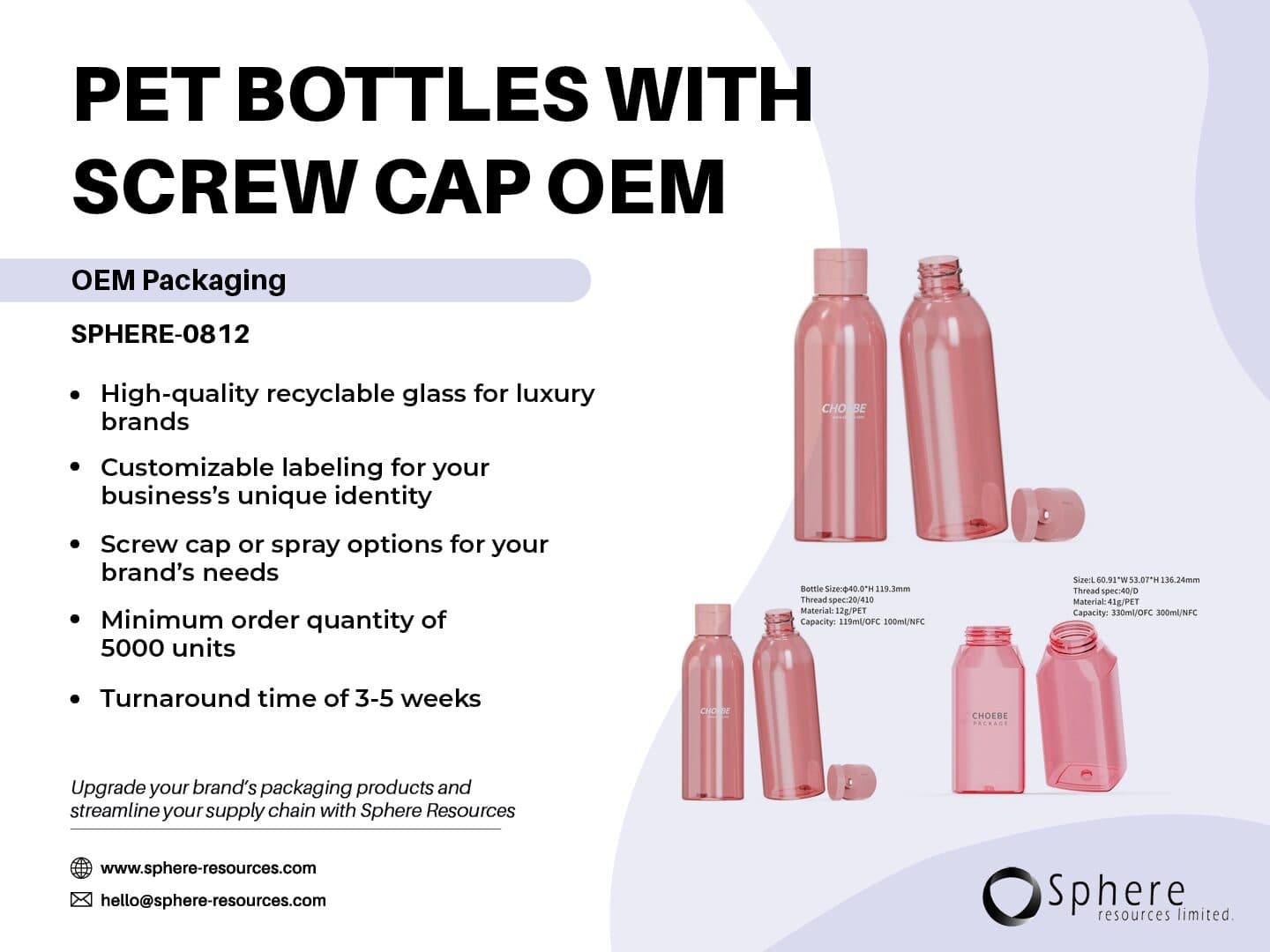 Custom PET Bottle with Screw-On Cap, 119ml-267ml promotional graphic