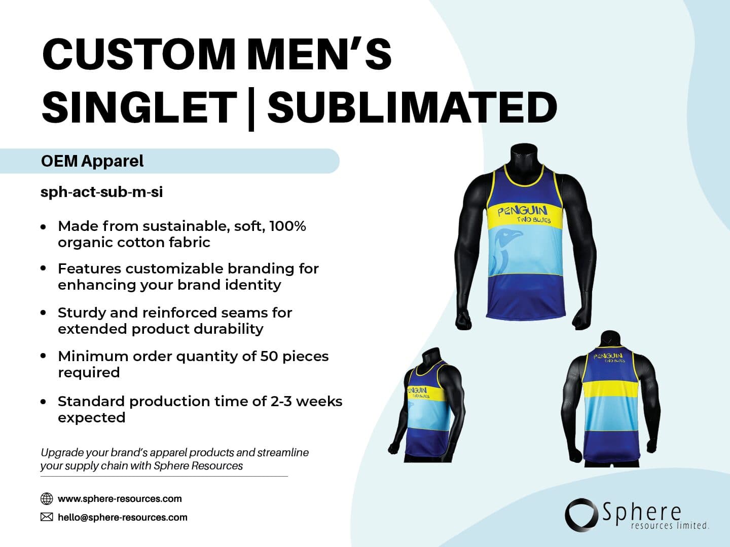Custom Sublimated Men's Singlet promotional graphic