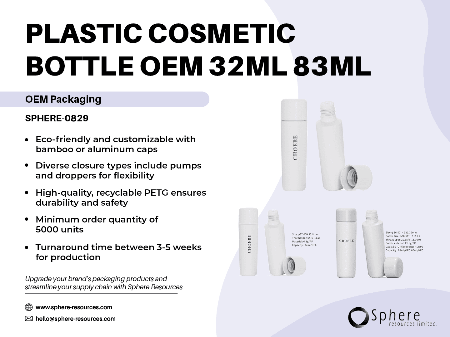 Custom PP Cosmetic Bottle with Orifice Reducer, 32ml-83ml promotional graphic