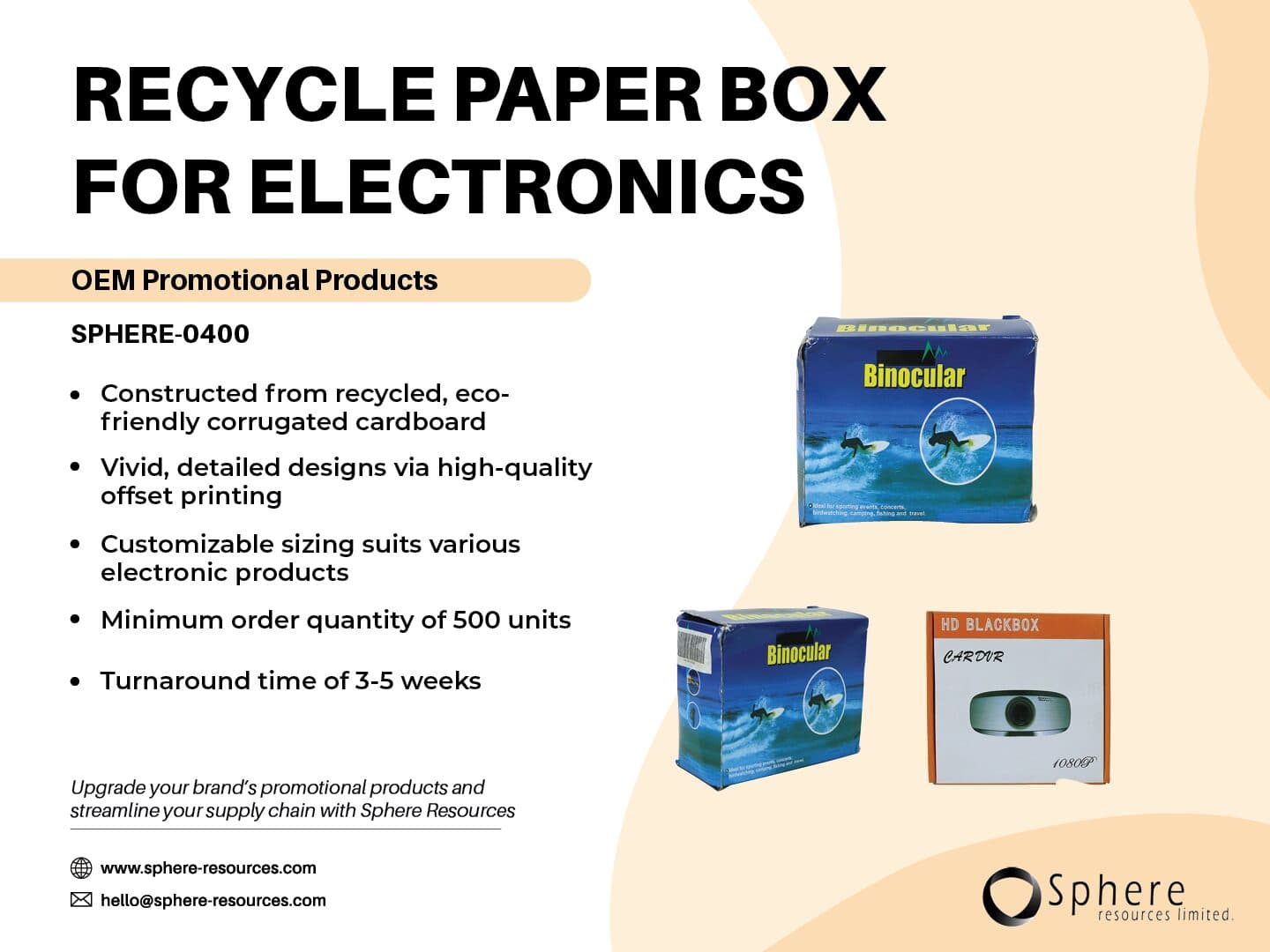 Recycled Paper Electronics Packaging Box promotional graphic