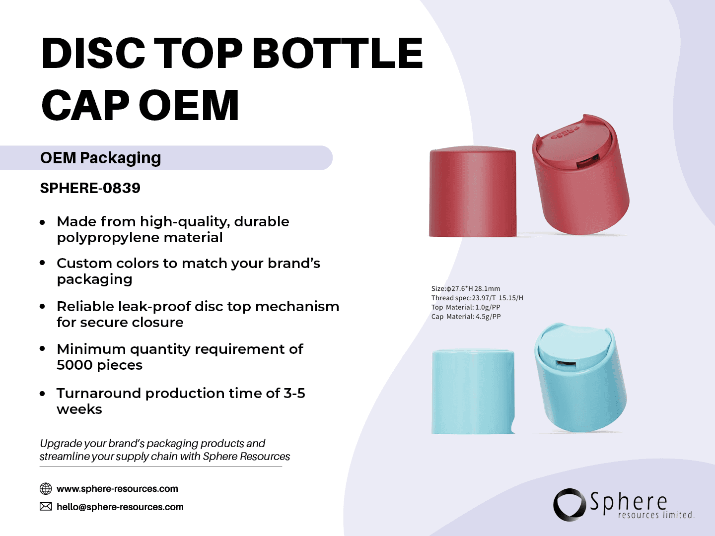Custom PP Disc Top Bottle Cap promotional graphic