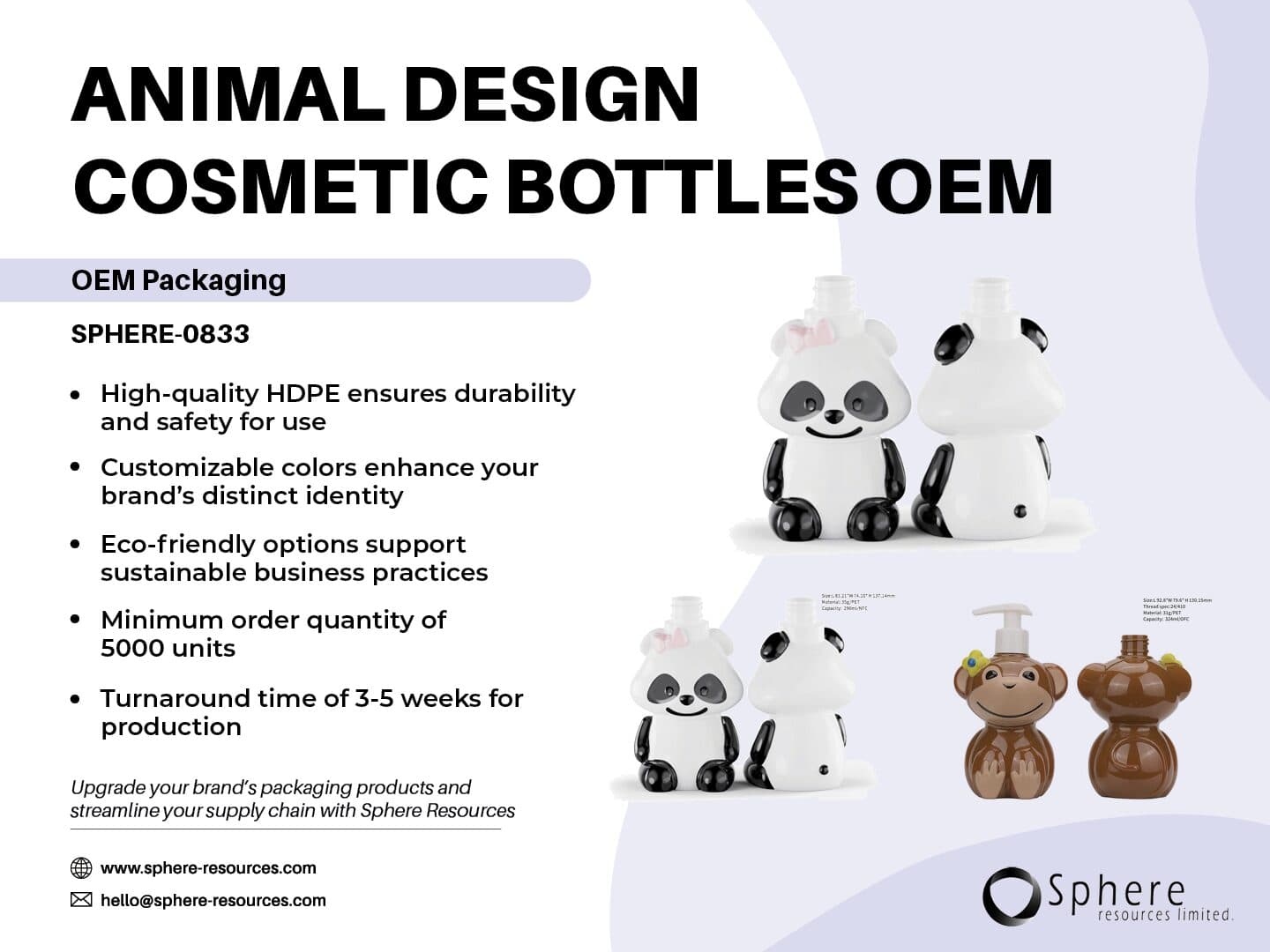 Custom Animal-Shaped Cosmetic Bottle, 120ml-643ml promotional graphic