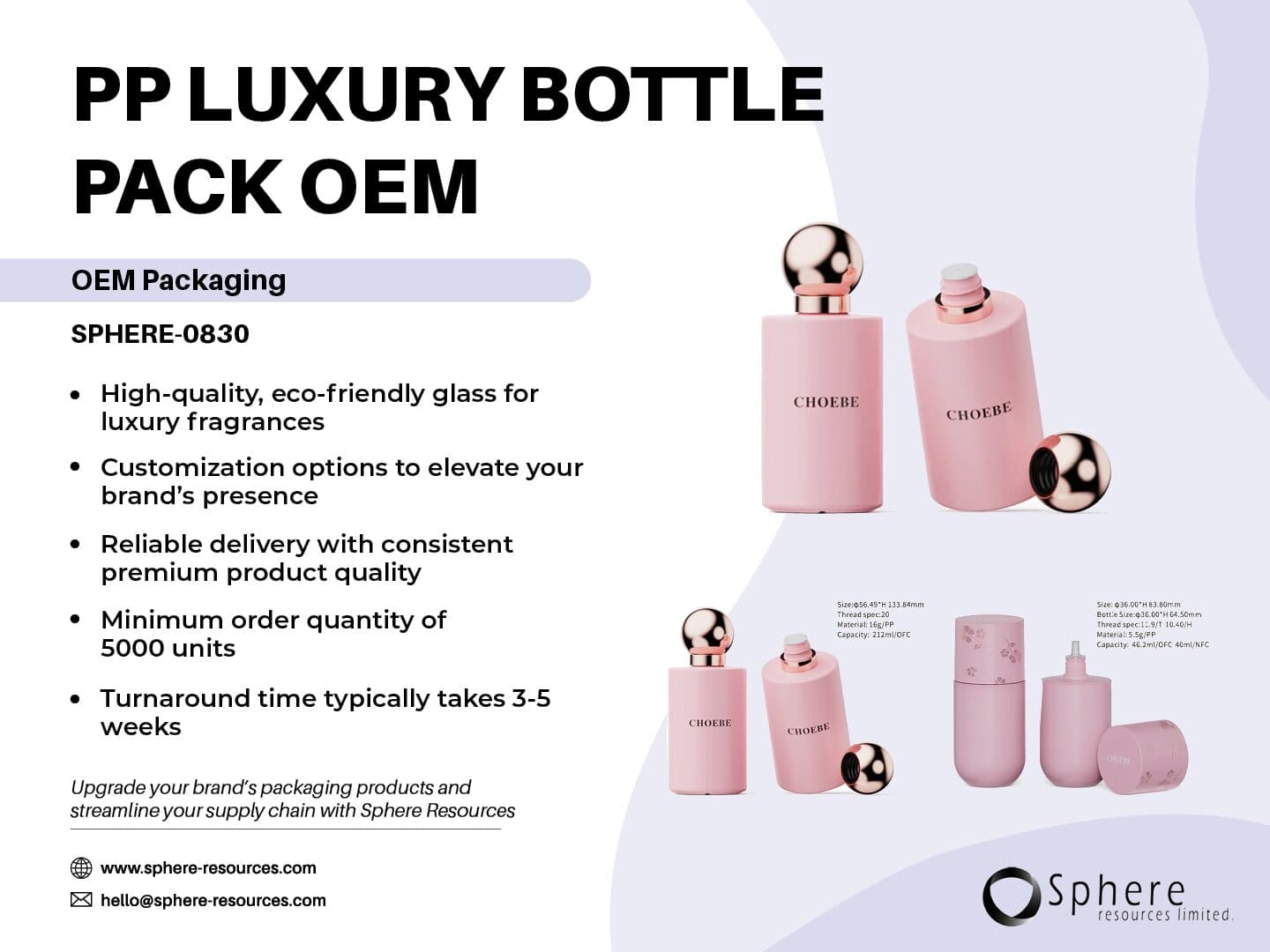 Custom PP Bottle with Pour Insert, 46.2ml-212ml promotional graphic