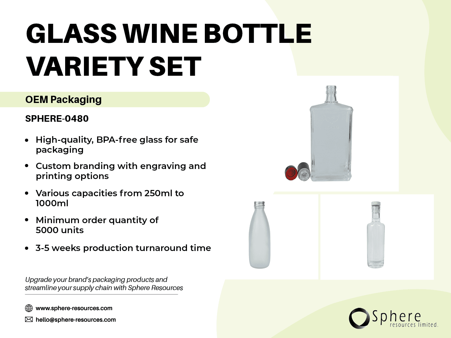 Custom Glass Liquor Bottle with Cork Cap, 330ml-500ml promotional graphic