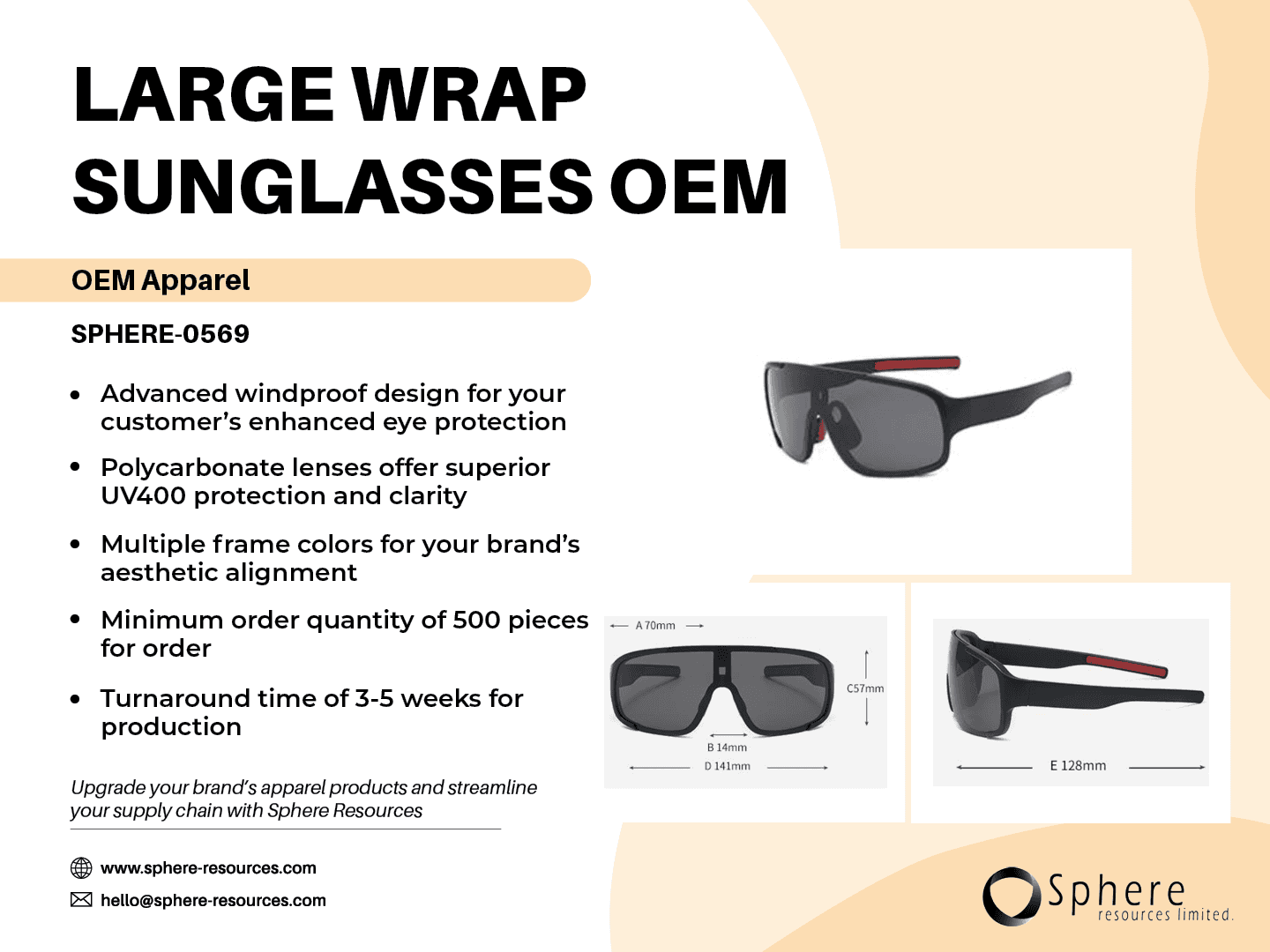 Custom Oversized Shield Sunglasses promotional graphic