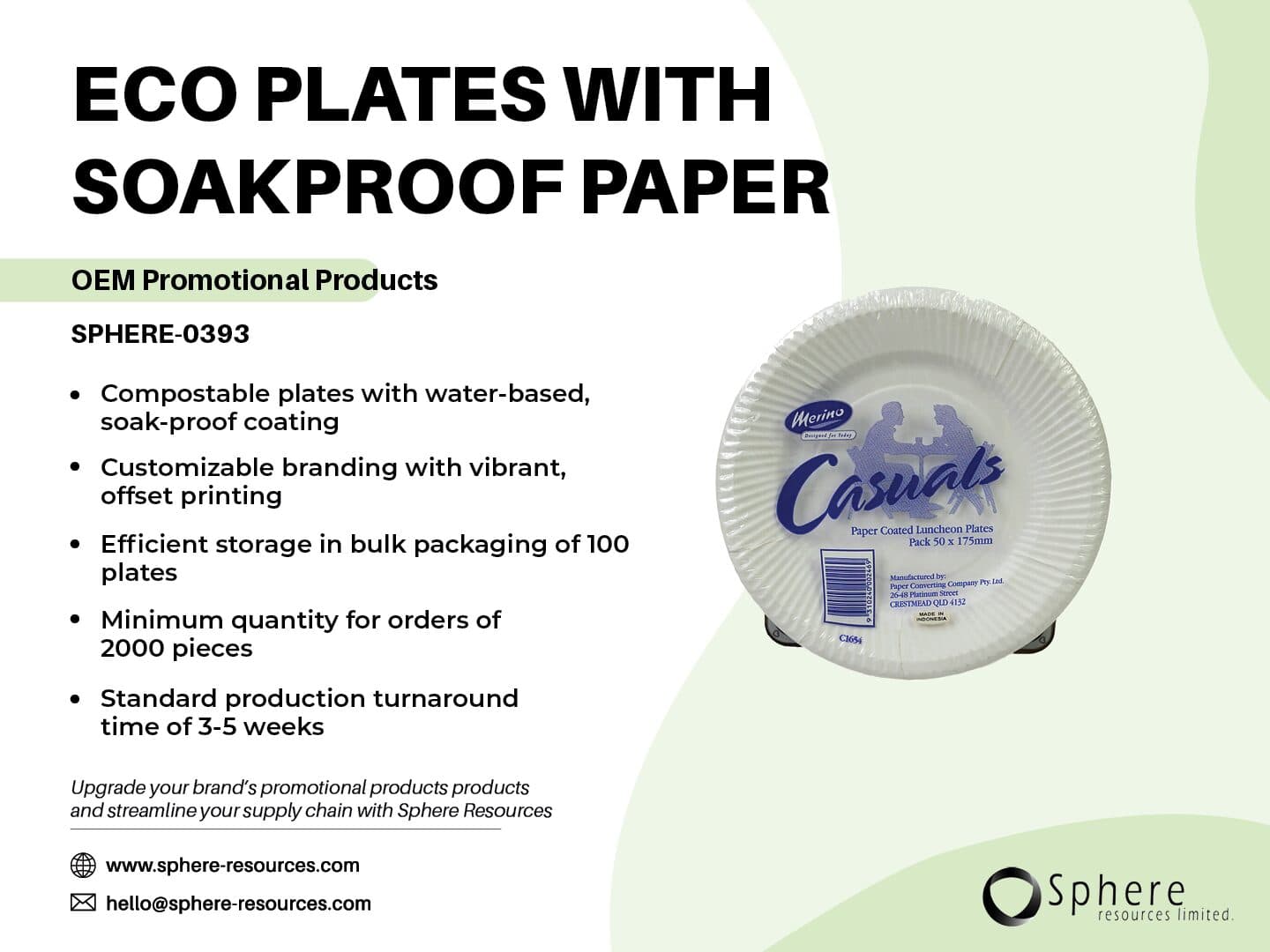 Compostable Soak-Proof Paper Plates promotional graphic